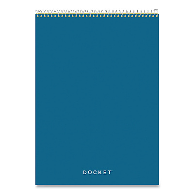 TOPS Docket Ruled Wirebound Pad with Cover, Wide/Legal Rule, Blue Cover, 70 Canary-Yellow 8.5 x 11.75 Sheets (TOP63621)