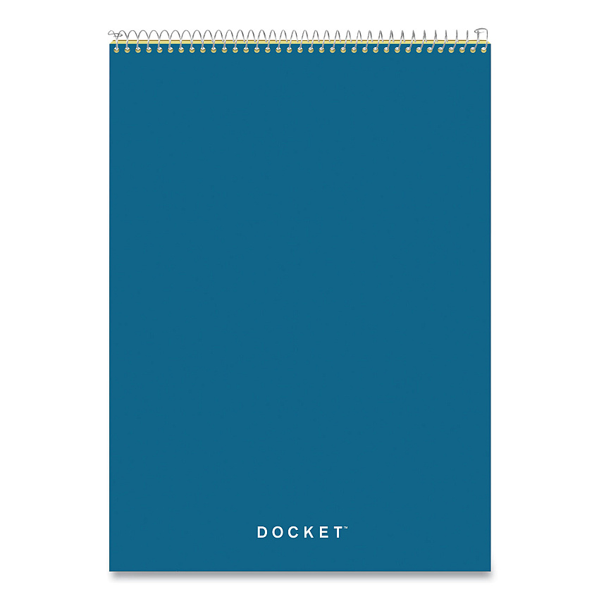TOPS Docket Ruled Wirebound Pad with Cover, Wide/Legal Rule, Blue Cover, 70 Canary-Yellow 8.5 x 11.75 Sheets (TOP63621)