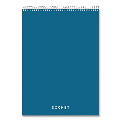TOPS Docket Ruled Wirebound Pad with Cover, Wide/Legal Rule, Blue Cover, 70 White 8.5 x 11.75 Sheets (TOP63631)
