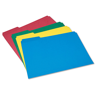 AbilityOne 7530014840006 SKILCRAFT Color File Folder Set, 1/3-Cut Tabs: Assorted, Letter Size, 0.75" Expansion, Assorted Colors, 24/Pack