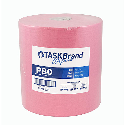 Taskbrand P80 Hydrospun Jumbo Roll, Red, 12x12, 475 Sh/rl, 1 Rl/cs, Case Of 475 (N-P080JPR)