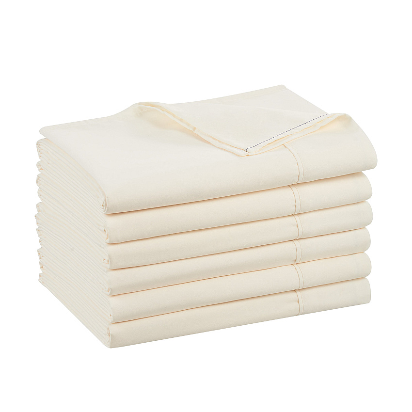 Host & Home Microfiber Flat Sheets - Queen - Ivory W/ Blue Hem, Pack Of 6 (P-MFS-90110-IV)