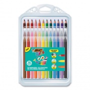 BIC Kids Coloring Combo Pack in Durable Case, 12 Each: Colored Pencils, Crayons, Markers (BKXP36AST)