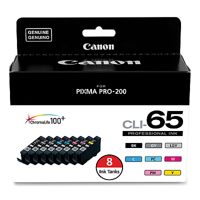 Canon 4215C007 (CLI-65) Ink, Black/Cyan/Gray/Light Gray/Magenta/Photo Cyan/Photo Magenta/Yellow, 8/Pack