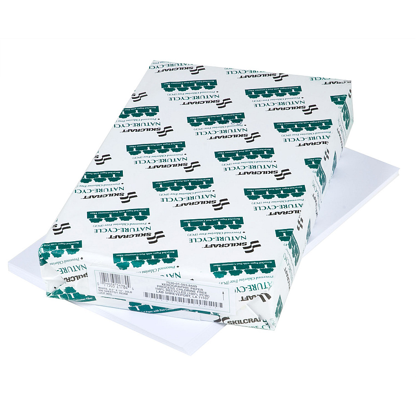 AbilityOne 7530015038449, SKILCRAFT CL-Free Copy Paper, 92 Bright, 20 lb Bond Weight, 8.5 x 14, White, 500 Sheets/Ream, 10 Reams/Carton
