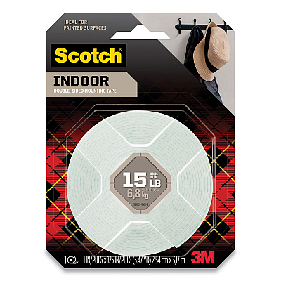 Scotch Permanent High-Density Foam Mounting Tape, Holds Up to 15 lbs, 1 x 125, White (MMM314SMED)