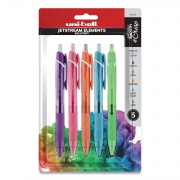 uni-ball Jetstream Elements Ballpoint Pen, Retractable, Medium 1 mm, Assorted Ink and Barrel Colors, 5/Pack (70138)