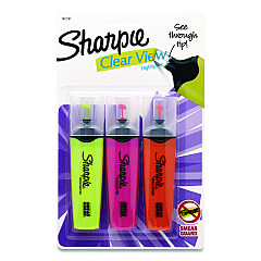 Sharpie Clearview Tank-Style Highlighter, Assorted Ink Colors, Chisel Tip, Assorted Barrel Colors, 3/Pack (SAN1912767)