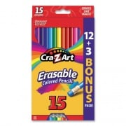 Cra-Z-Art Erasable Colored Pencils, 15 Assorted Lead/Barrel Colors, 15/Set (1045948)
