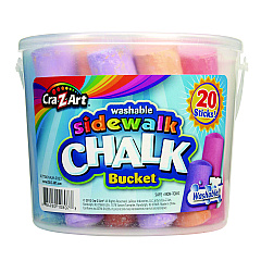 Cra-Z-Art Washable Sidewalk Jumbo Chalk in Storage Bucket with Lid and Handle, 12.63", 20 Assorted Colors (CZA108076)