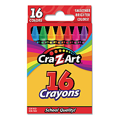 Cra-Z-Art Crayons, 16 Assorted Colors, 16/Set (CZA10200WM40)