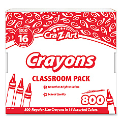 Cra-Z-Art Crayons, 16 Assorted Colors, 800/Pack (CZA74004)