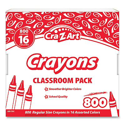 Cra-Z-Art Crayons, 16 Assorted Colors, 800/Pack (CZA74004)