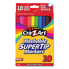 Cra-Z-Art Washable SuperTip Markers, Fine/Broad Bullet Tips, Assorted Colors, 10/Set (CZA1007348)