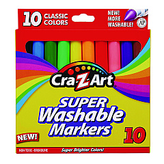 Cra-Z-Art Super Washable Markers, Broad Bullet Tip, Assorted Colors, 10/Set (CZA1000224)