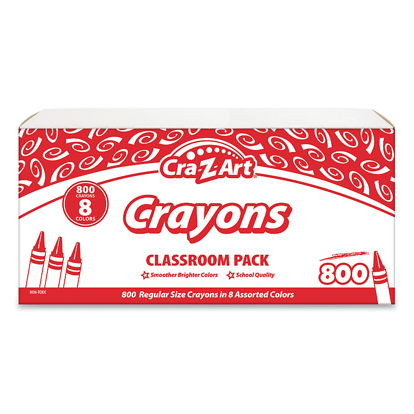 Cra-Z-Art Crayons, 8 Assorted Colors, 800/Pack (CZA740031)