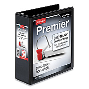Cardinal Premier Easy Open ClearVue Locking Slant-D Ring Binder, 3 Rings, 3" Capacity, 11 x 8.5, Black (CRD10331)