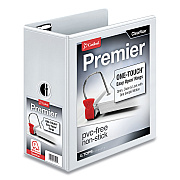 Cardinal Premier Easy Open ClearVue Locking Slant-D Ring Binder, 3 Rings, 5" Capacity, 11 x 8.5, White (CRD10350)