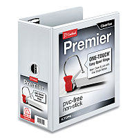 Cardinal Premier Easy Open ClearVue Locking Slant-D Ring Binder, 3 Rings, 5" Capacity, 11 x 8.5, White (CRD10350)