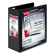 Cardinal Premier Easy Open ClearVue Locking Slant-D Ring Binder, 3 Rings, 4" Capacity, 11 x 8.5, Black (CRD10341)