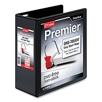 Cardinal Premier Easy Open ClearVue Locking Slant-D Ring Binder, 3 Rings, 4" Capacity, 11 x 8.5, Black (CRD10341)
