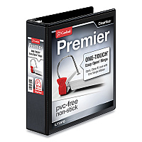 Cardinal Premier Easy Open ClearVue Locking Slant-D Ring Binder, 3 Rings, 2" Capacity, 11 x 8.5, Black (CRD10321)