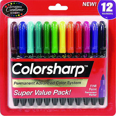 Cra-Z-Art Colorsharp Permanent Markers, Fine Bullet Tip, Assorted Colors, 12/Set (CZA4461024)