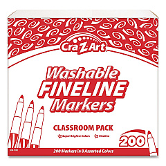 Cra-Z-Art Washable Fineline Markers Classpack, Fine Bullet Tip, Eight Assorted Colors, 200/Set (CZA740071)