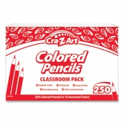 Cra-Z-Art Colored Pencils Classpack, 10 Assorted Lead/Barrel Colors, 10 Pencils/Set, 25 Sets/Carton (740011)
