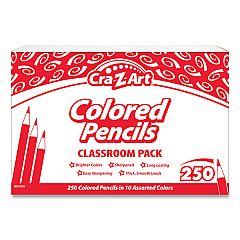 Cra-Z-Art Colored Pencils Classpack, 10 Assorted Lead and Barrel Colors, 10 Pencils/Set, 25 Sets/Carton (CZA740011)