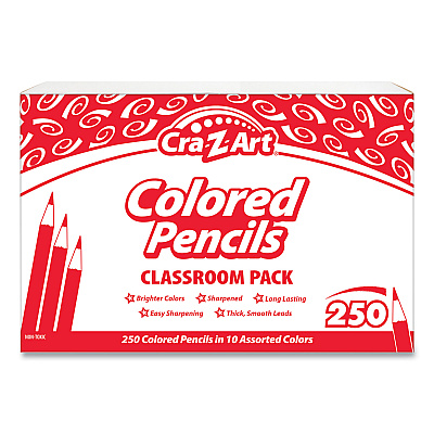 Cra-Z-Art Colored Pencils Classpack, 10 Assorted Lead and Barrel Colors, 10 Pencils/Set, 25 Sets/Carton (CZA740011)