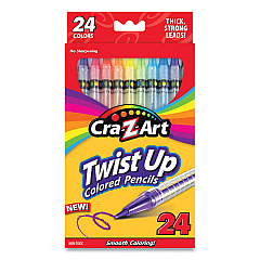 Cra-Z-Art Twist Up Colored Pencils, 24 Assorted Lead Colors, Clear Barrel, 24/Set (CZA1046224)
