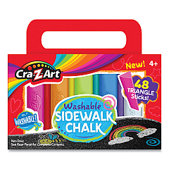 Cra-Z-Art Washable Sidewalk Chalk, Triangle Shaped, 12.63", 48 Assorted Bright Colors, 48 Sticks/Set (CZA10880)