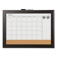 Quartet Home Decor Magnetic Combo Dry Erase Board with Cork Board on Bottom, 23 x 17, Tan/White Surface, Espresso Wood Frame (QRT79275)
