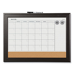 Quartet Home Decor Magnetic Combo Dry Erase Board with Cork Board on Bottom, 23 x 17, Tan/White Surface, Espresso Wood Frame (QRT79275)