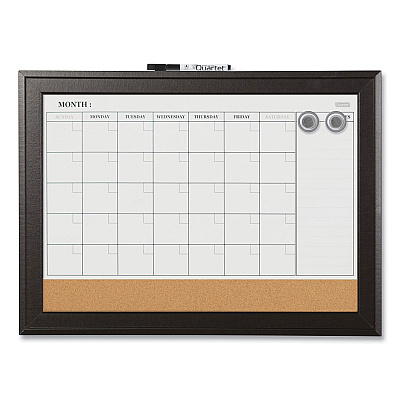 Quartet Home Decor Magnetic Combo Dry Erase Board with Cork Board on Bottom, 23 x 17, Tan/White Surface, Espresso Wood Frame (QRT79275)