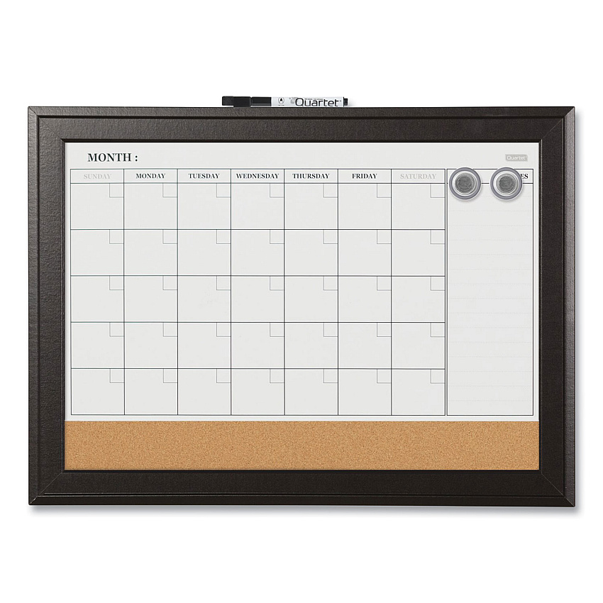 Quartet Home Decor Magnetic Combo Dry Erase Board with Cork Board on Bottom, 23 x 17, Tan/White Surface, Espresso Wood Frame (QRT79275)
