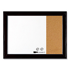 Quartet Home Decor Magnetic Combo Dry Erase Board with Cork Board on Side, 23 x 17, Tan/White Surface, Black Wood Frame (QRT79283)