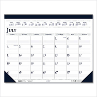 House of Doolittle Recycled Academic Desk Pad Calendar, 22 x 17, White/Blue Sheets, Blue Binding/Corners, 14-Month: July 2025 to Aug 2026 (155HD)