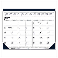 House of Doolittle Recycled Academic Desk Pad Calendar, 22 x 17, White/Blue Sheets, Blue Binding/Corners, 14-Month: July 2025 to Aug 2026 (155HD)