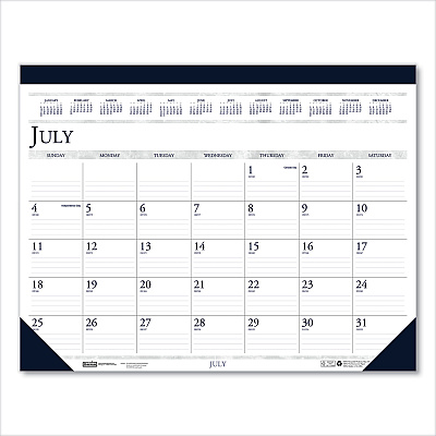 House of Doolittle Recycled Academic Desk Pad Calendar, 22 x 17, White/Blue Sheets, Blue Binding/Corners, 14-Month: July 2025 to Aug 2026 (155HD)