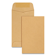 Quality Park Kraft Coin and Small Parts Envelope, #3, Round Flap, Gummed Closure, 2.5 x 4.25, Brown Kraft, 500/Box (QUA50260)