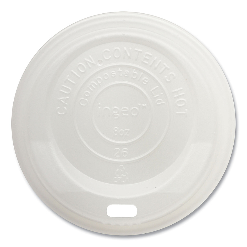 World Centric PLA Lids for Hot Cups, Fits 8 oz Cups, White, 1,000/Carton (WORCULCS8)