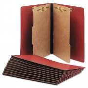 AbilityOne 7530015567912 SKILCRAFT Pressboard Top Tab Classification Folder, 2 Dividers, 6 Fasteners, Letter Size, Earth Red, 10/Box
