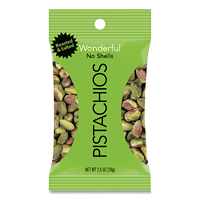Paramount Farms Wonderful Pistachios, Dry Roasted and Salted, 2.5 oz, 8/Box (PAM070146A25M)