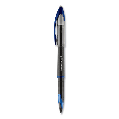 uniball AIR Porous Gel Pen, Stick, Medium 0.7 mm, Blue Ink, Black/Blue Barrel, 3/Pack (UBC1926810)