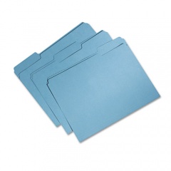 AbilityOne 7530015664131 SKILCRAFT Recycled File Folders, 1/3-Cut 1-Ply Tabs: Assorted, Letter Size, 0.75" Expansion, Blue, 100/Box