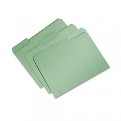 AbilityOne 7530015664132 SKILCRAFT Recycled File Folders, 1/3-Cut 1-Ply Tabs: Assorted, Letter, 0.75" Expansion, Bright Green, 100/Box