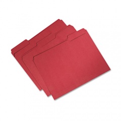 AbilityOne 7530015664134 SKILCRAFT Recycled File Folders, 1/3-Cut 1-Ply Tabs: Assorted, Letter Size, 0.75" Expansion, Red, 100/Box