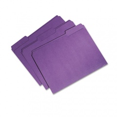 AbilityOne 7530015664135 SKILCRAFT Recycled File Folders, 1/3-Cut 1-Ply Tabs: Assorted, Letter Size, 0.75" Expansion, Purple, 100/Box